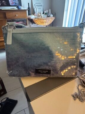 NWOT kate spade iridescent sequin crossbody light blue never used "Lulu Ombre"